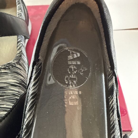 Alegria Women's Gem Black & White Shoes Size 11 Wide Mary Jane Style Soft Upper - Picture 9 of 12